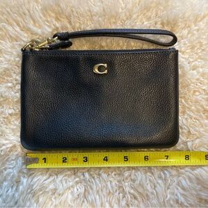 Coach “c” Black Leather Wristlet with Gold Accent